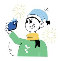 modieus Kerstmis selfie vector