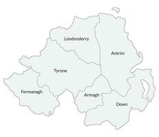 noordelijk Ierland kaart. kaart van noordelijk Ierland verdeeld in zes hoofd Regio's vector