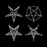 pentagram satanisch symbolen middeleeuws occultisme magie postzegels sigils sleutels mystiek symbolen knopen duivel kruis sigil Lucifer baphomet vector