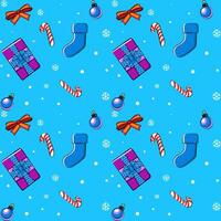 nieuw jaar, kerstmis, sneeuwvlok patroon met geschenken, lolly, sneeuwvlokken in tekenfilm stijl. vector