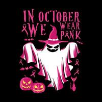 gelukkig halloween in oktober wij slijtage roze t overhemd ontwerp vector