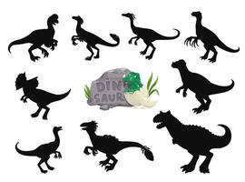 tekenfilm dinosaurussen grappig tekens silhouetten vector