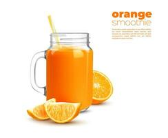 oranje smoothie of sap, fruit vitamine drinken pot vector