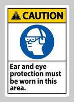 waarschuwingsteken in dit gebied moet oor- en oogbescherming worden gedragen vector