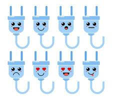 reeks van schattig tekenfilm kleurrijk blauw kabel met verschillend emoties. grappig emoties karakter verzameling voor kinderen. fantasie karakters. vector illustraties, tekenfilm vlak stijl