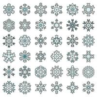 sneeuwvlok Kerstmis pictogrammen reeks vector kleur