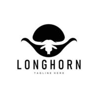 Longhorn logo oud wijnoogst ontwerp west land Texas stier toeter vector