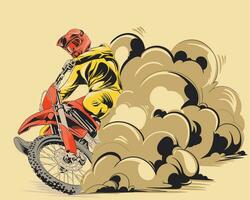 een motorcross rijder Aan een motorfiets illustratie vector