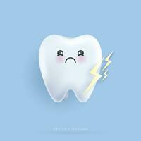 tand gevoeligheid. tand en donder. kan worden gebruikt in kinderen tandarts kliniek. medisch Gezondheid en tandheelkunde concept. tekenfilm tandheelkundig karakter. vector ontwerp.
