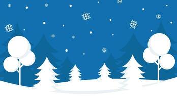 sneeuw winter bomen illustratie, vector kunst landschap voor winter vakantie en nieuw jaar sjabloon. vlak ontwerp stijl vector illustratie