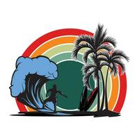 tropisch zomer Golf surfen illustratie met palm bomen voor t shirt, sweater en andere toepassingen. vector