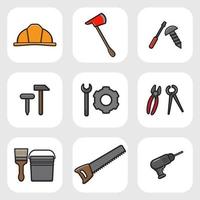 een set van werk tool vector pictogram illustratie.