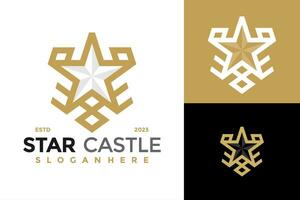 ster kasteel logo ontwerp vector symbool icoon illustratie