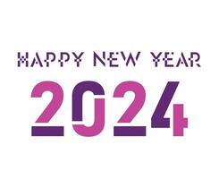 gelukkig nieuw jaar 2024 abstract Purper grafisch ontwerp vector logo symbool illustratie