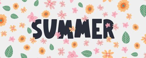 zomer verkoop banner met bloemen brief vector