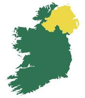 Ierland en noordelijk Ierland kaart. kaart van Ierland eiland kaart in geel en groen kleur vector