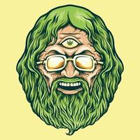 vintage hoofd cannabis man kush illustraties vector