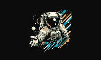 astronaut met achtergrond plons vector artwork ontwerp