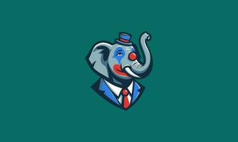 hoofd olifant clown vector logo ontwerp