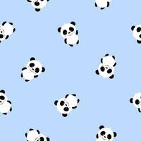 naadloos schattig tekenfilm panda Aan blauw achtergrond vector