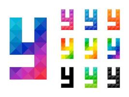 set van kleurrijke alfabet kleine letter y 3d pictogram logo vector