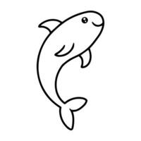 schattig springen vis dieren voor kinderen, kinderen clip art, kleur bladzijde vector illustratie