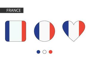 Frankrijk 3 vormen vierkant, cirkel, hart met stad vlag. geïsoleerd Aan wit achtergrond. vector