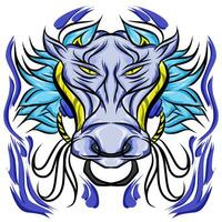 tribal hoofd mascotte buffel sticker illustratie. perfect voor tatoeages, stickers, hoeden, kleren, logo's, pictogrammen vector