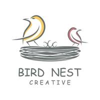 vogel nest logo ontwerp, vogel huis vector voor eieren, gemakkelijk modern en elegant vogel nest logo, logo voor natuur fotograaf, startups of een bedrijf logo met een natuur thema