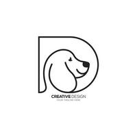 brief d met hond teken creatief winkel bedrijf monogram mode abstract logo vector