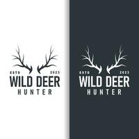 hert logo, wijnoogst wild hert jager ontwerp hert gewei Product merk illustratie vector