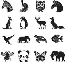 set van dieren silhouetten vector