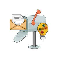 mail in doos mail met idee illustratie vector