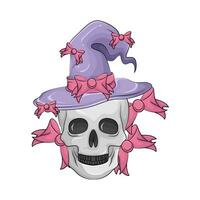 hoed heks in schedel illustratie vector