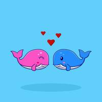 walvis verhouding met liefde in zwemmen zwembad illustratie vector