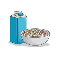 tarwe poeder, melk met ontbijtgranen illustratie vector