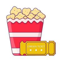 popcorn met ticket bioscoop illustratie vector