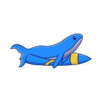 walvis spelen surfing bord illustratie vector