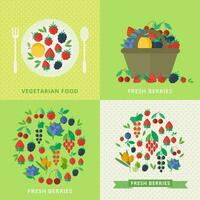 illustraties met vers bessen en fruit vector