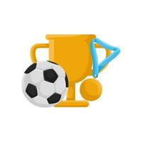 voetbal bal, medaille met trofee illustratie vector