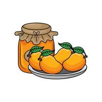 mango fruit in bord met sap mango illustratie vector