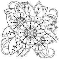 mehndi bloem decoratief ornament in etnische oosterse stijl, doodle sieraad, schets hand tekenen. kleurboek pagina. vector