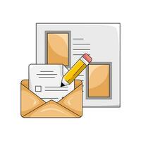 e-mail, potlood met document illustratie vector