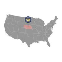 kaart wijzer met vlag van Nebraska. vector illustratie.