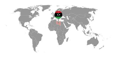 speldkaart met de vlag van Libië op wereldkaart. vectorillustratie. vector