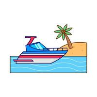 boot in strand met palm boom illustratie vector