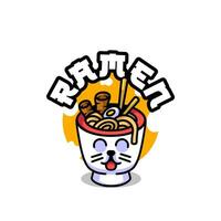 ramen kat grappig logo illustratie vector