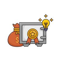 veilig geld, prijs lint, lamp met geld zak ilustration vector