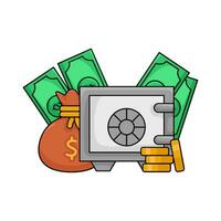 veilig geld, geld munt, geld zak met geld illustratie vector