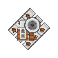 camera foto, met cliché herfst blad illustratie vector